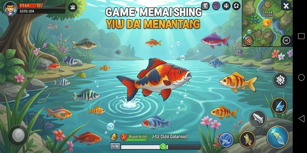 Screenshot gameplay 898A menunjukkan aksi memancing yang mendebarkan.