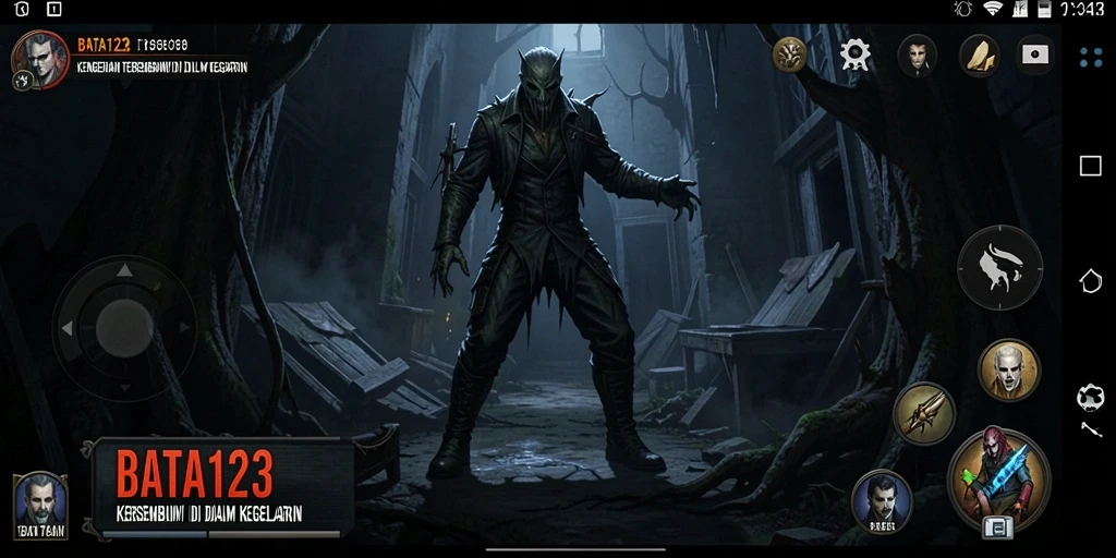Screenshot menampilkan gameplay menegangkan dalam suasana kegelapan BATA123.