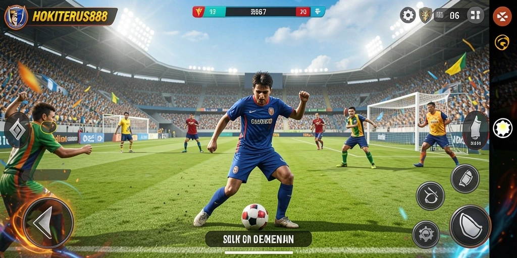 Screenshot gameplay HOKITERUS88 yang menampilkan aksi seru olahraga.