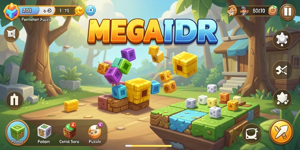 Tampilan gameplay menarik dari MEGAIDR dengan berbagai puzzle menantang.