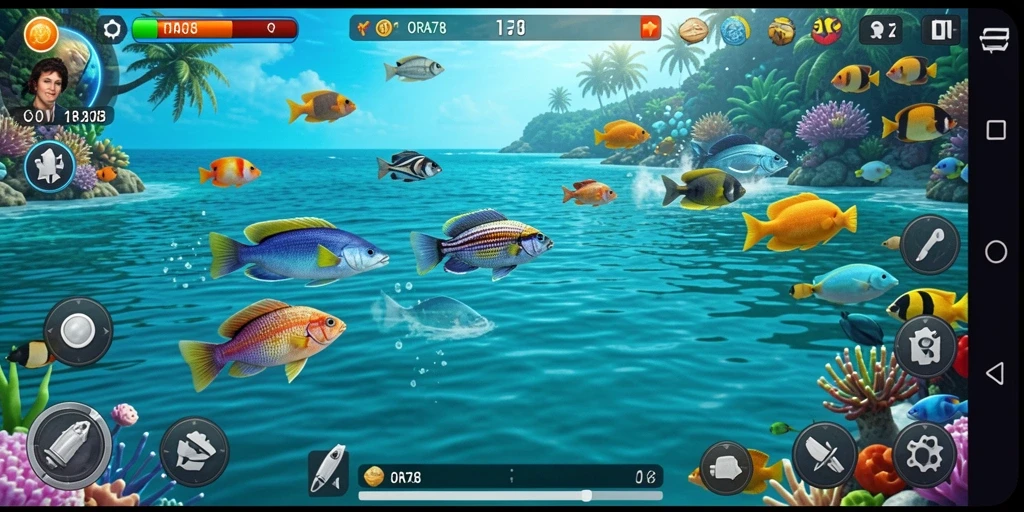 Gameplay seru dari ORA78 saat menembak ikan di bawah laut.
