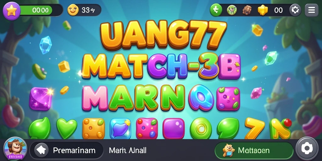 Gameplay seru UANG77 dengan elemen match-3 yang menantang.